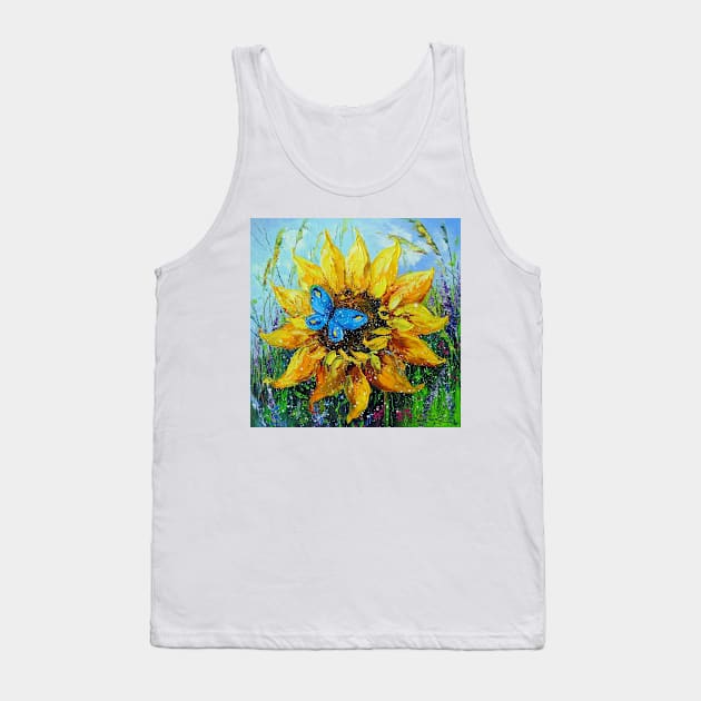 Sunflower and butterfly Tank Top by OLHADARCHUKART